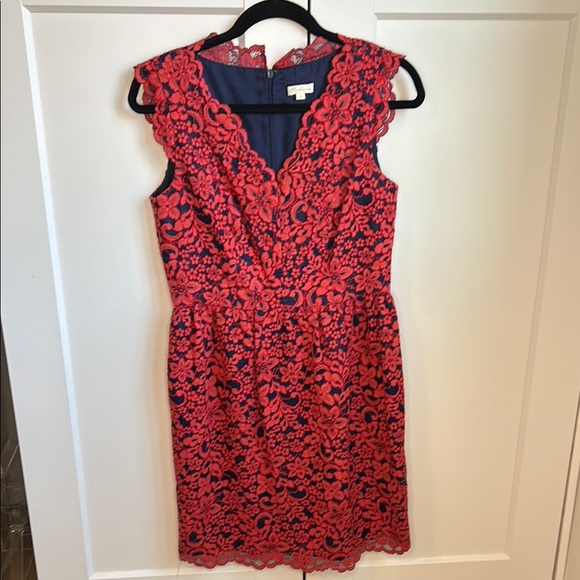 Shoshanna Sierra Red & Navy Lace Dres | Size 6 - Picture 3 of 8